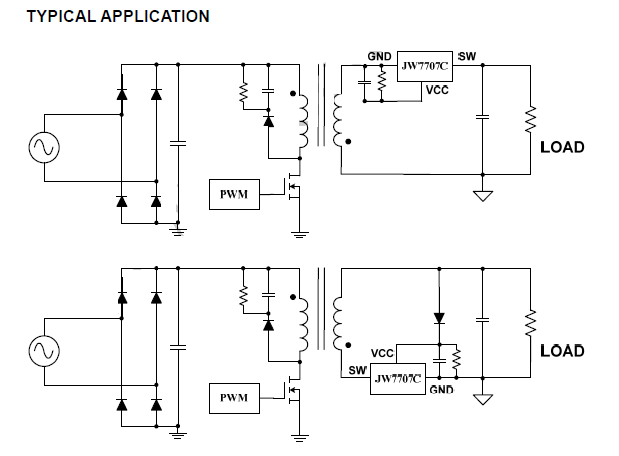 JW7707 内置mos同步整流芯片